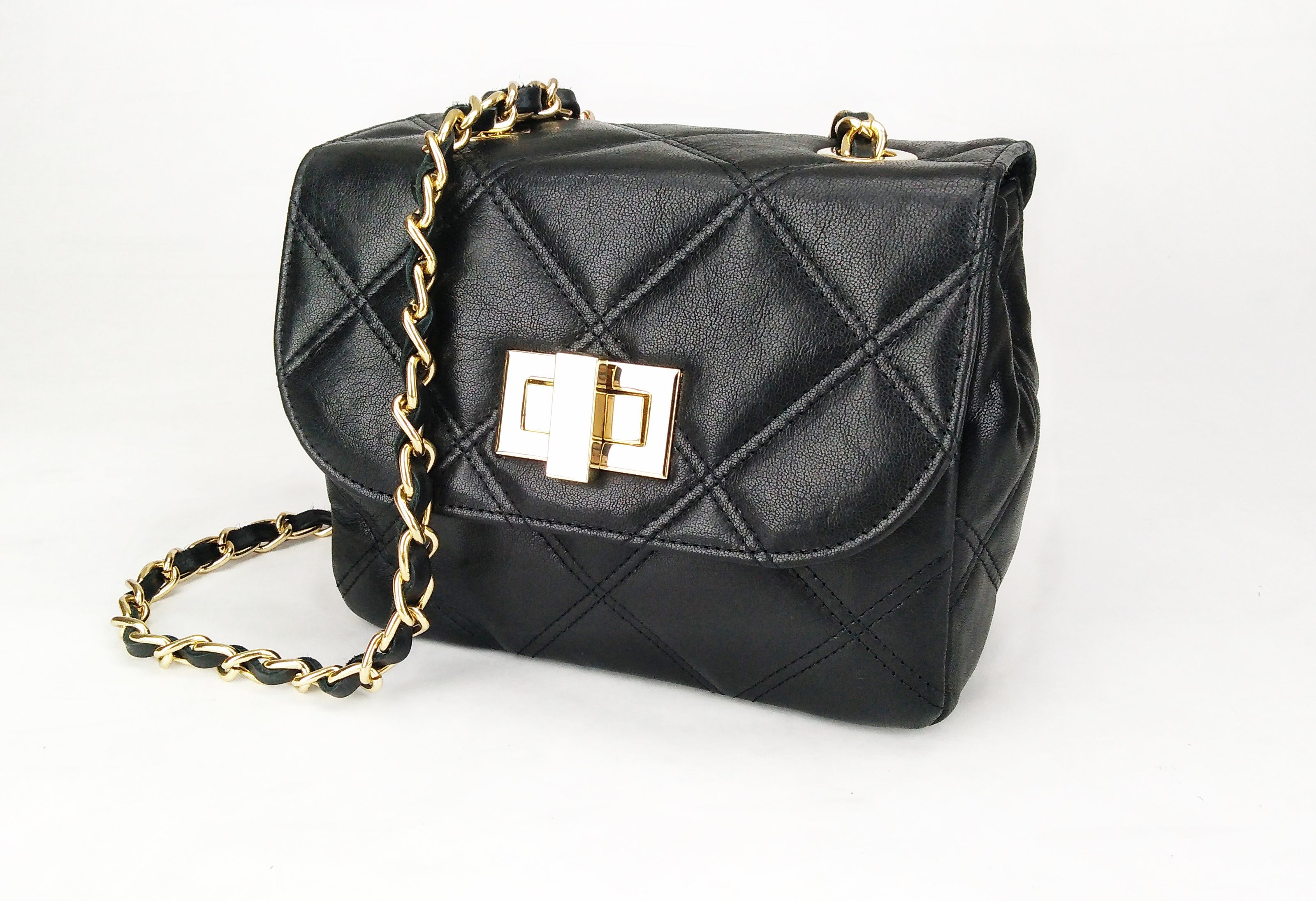 Leather crossbody bag in Black Colour - Jelyne Black