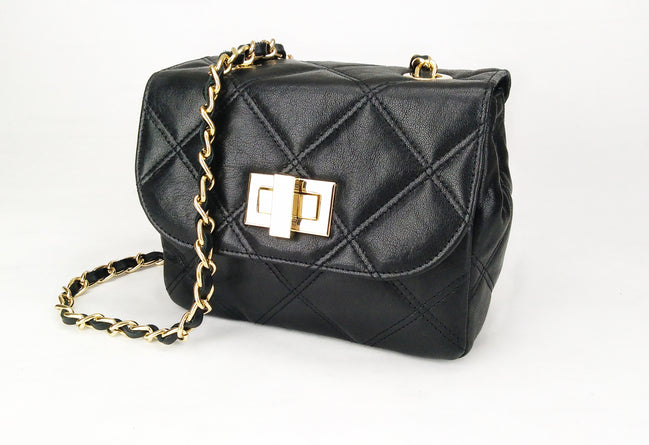 Leather crossbody bag in Black Colour - Jelyne Black
