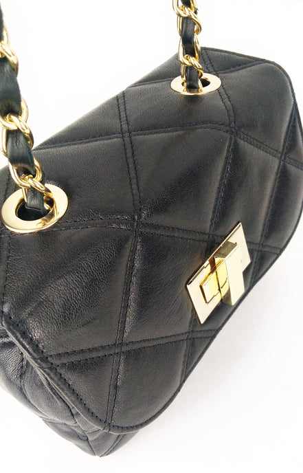 Leather crossbody bag in Black Colour - Jelyne Black