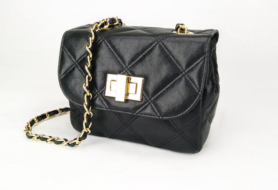 Leather crossbody bag in Black Colour - Jelyne Black