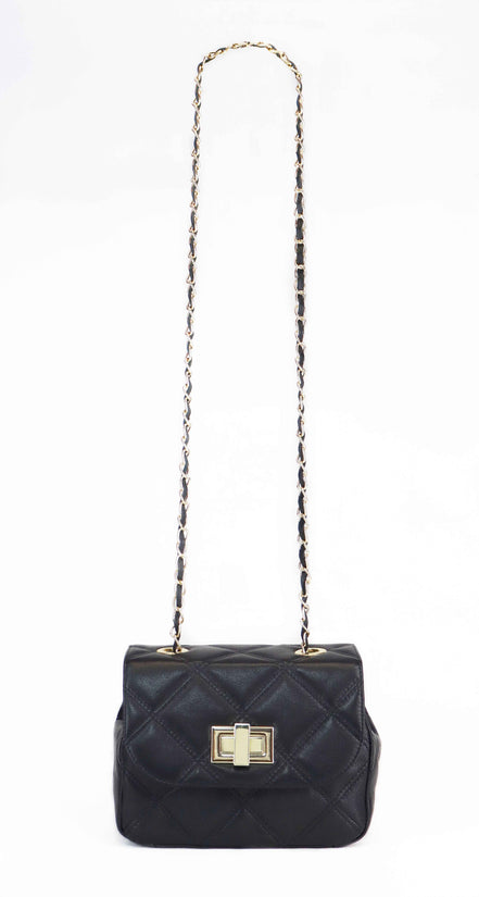 Δερμάτινη Crossbody τσάντα σε μαύρο χρώμα - Jelyne Black