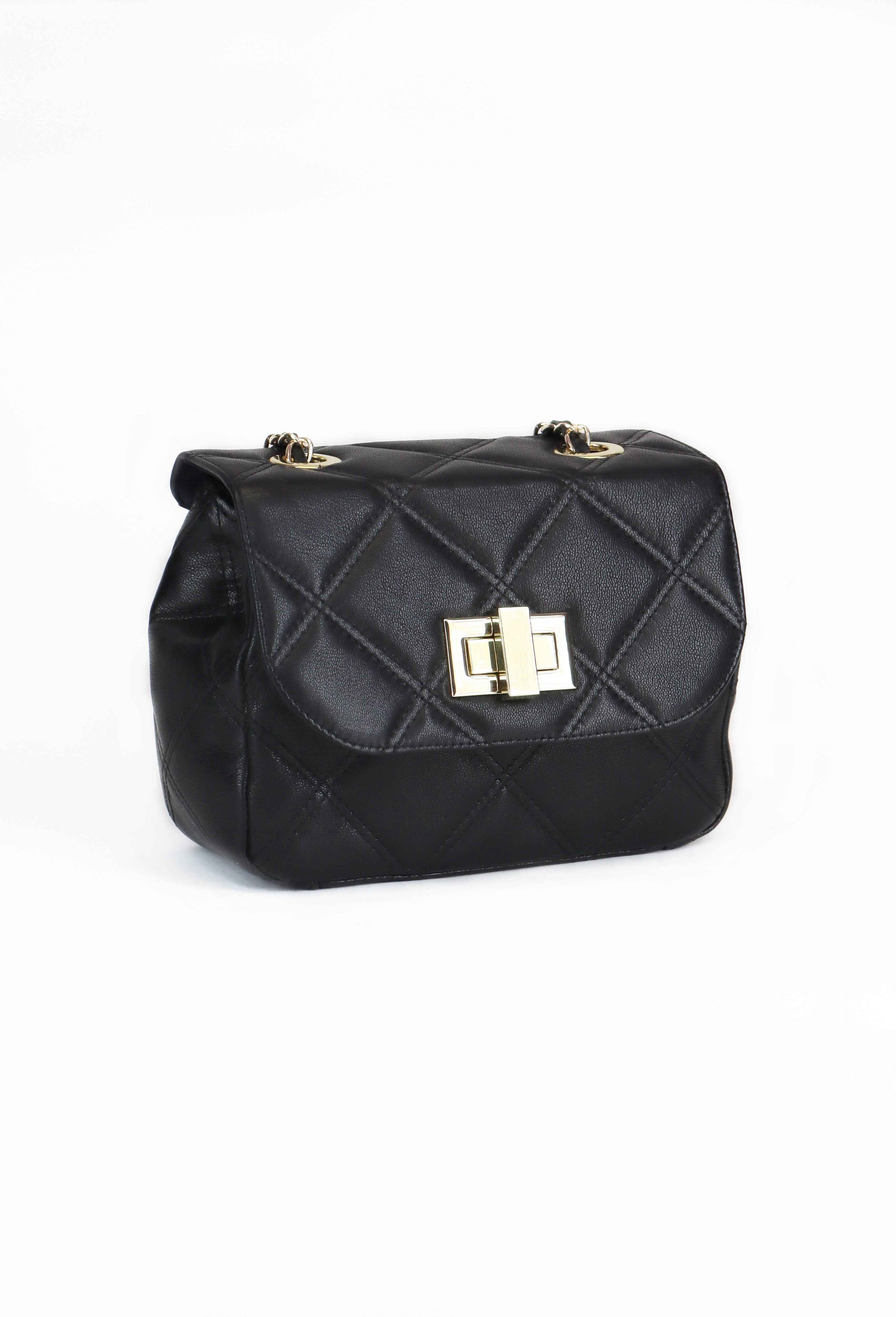 Δερμάτινη Crossbody τσάντα σε μαύρο χρώμα - Jelyne Black