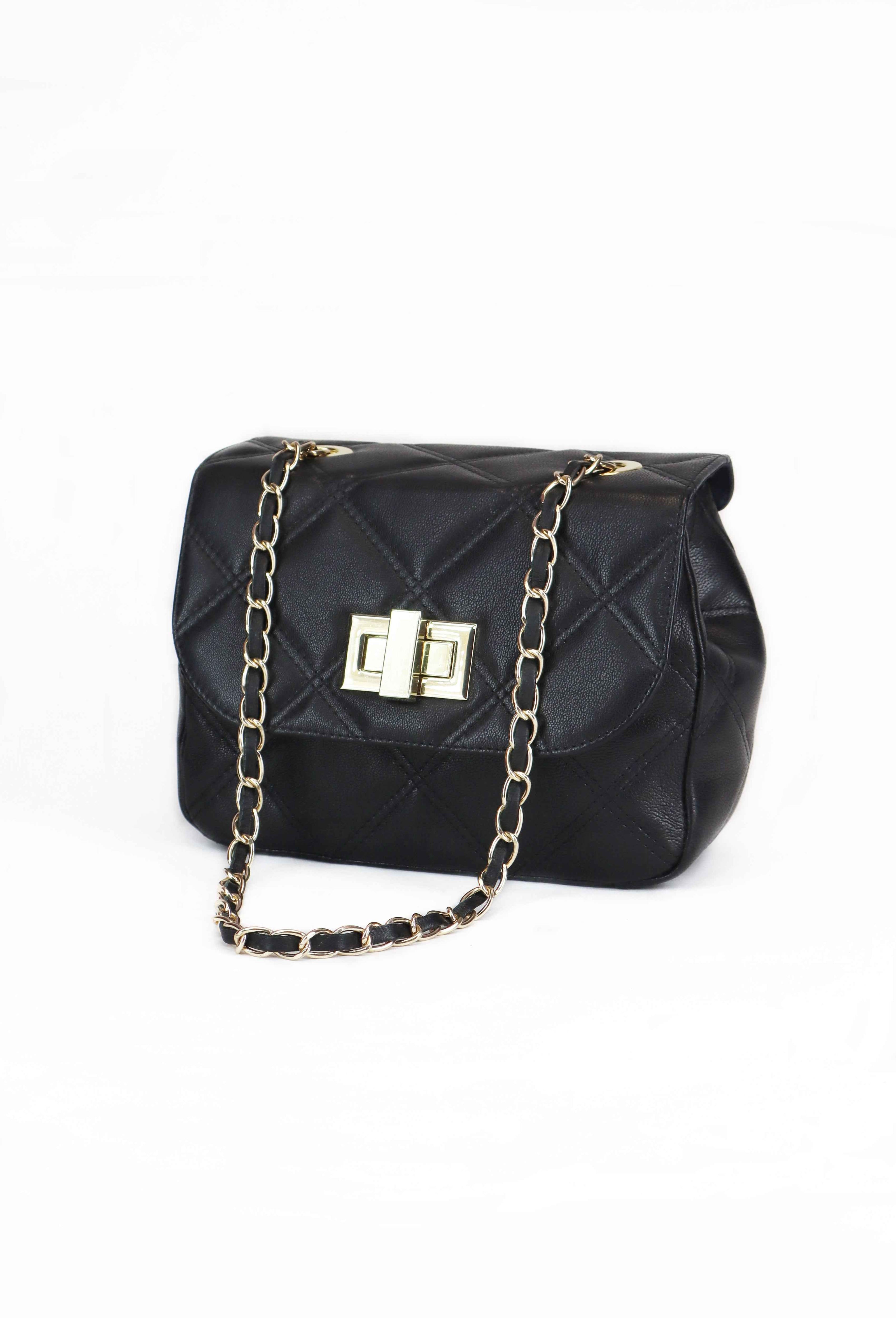 Δερμάτινη Crossbody τσάντα σε μαύρο χρώμα - Jelyne Black