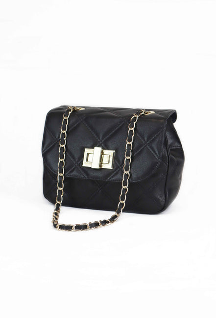 Δερμάτινη Crossbody τσάντα σε μαύρο χρώμα - Jelyne Black