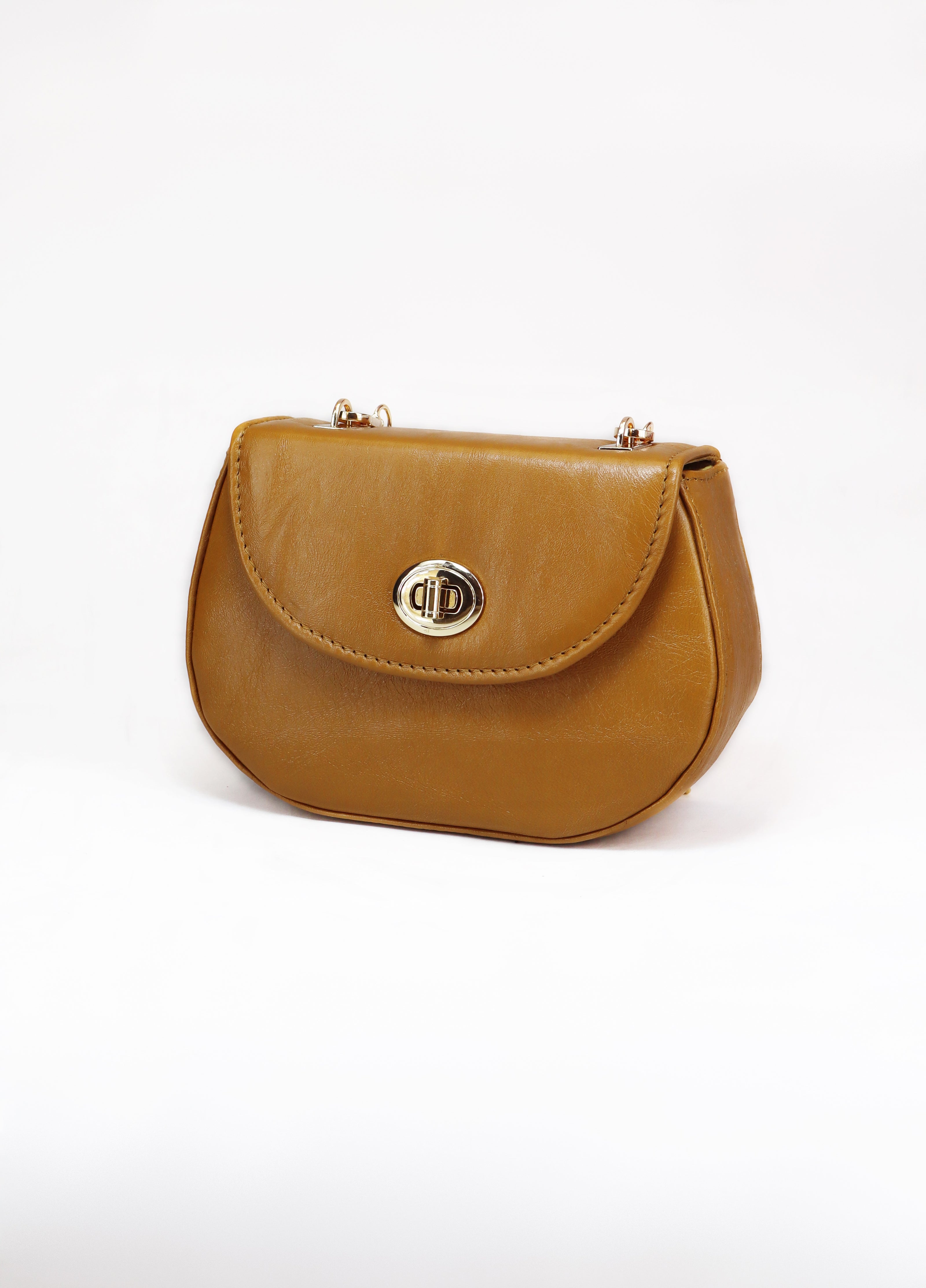 Δερμάτινη crossbody τσάντα Martelago Beige σε μπεζ ιταλικό δέρμα - Πλαϊνή όψη - ELLIA