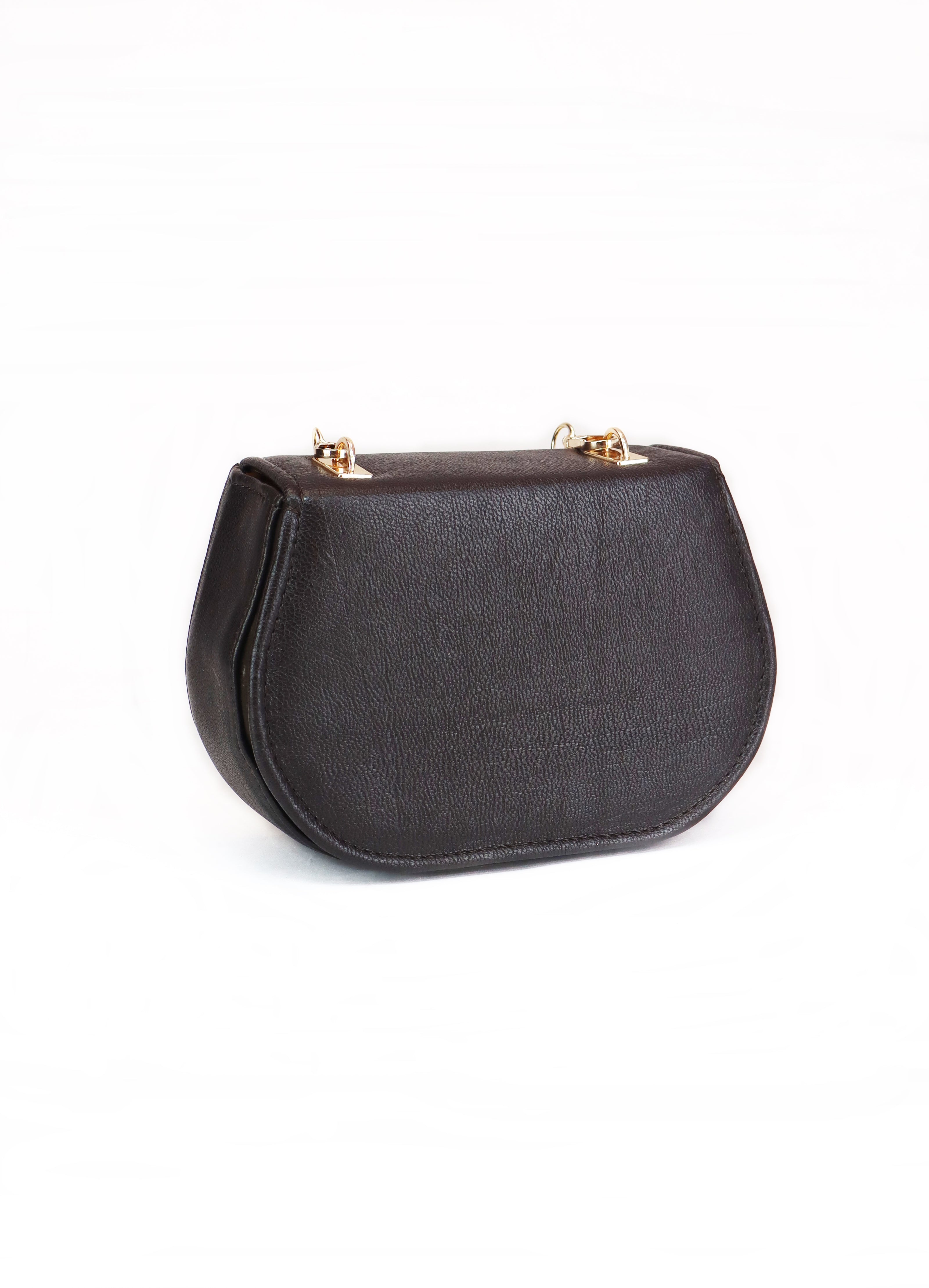 Δερμάτινη crossbody τσάντα Martelago Brown σε καφέ ιταλικό δέρμα - Πίσω όψη - ELLIA