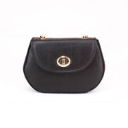 Δερμάτινη crossbody τσάντα Martelago Brown σε καφέ ιταλικό δέρμα με χρυσές λεπτομέρειες - Μπροστινή όψη - ELLIA