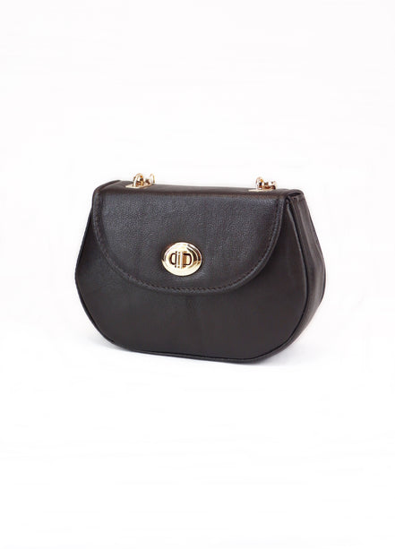 Δερμάτινη crossbody τσάντα Martelago Brown σε καφέ ιταλικό δέρμα - Πλαϊνή όψη - ELLIA